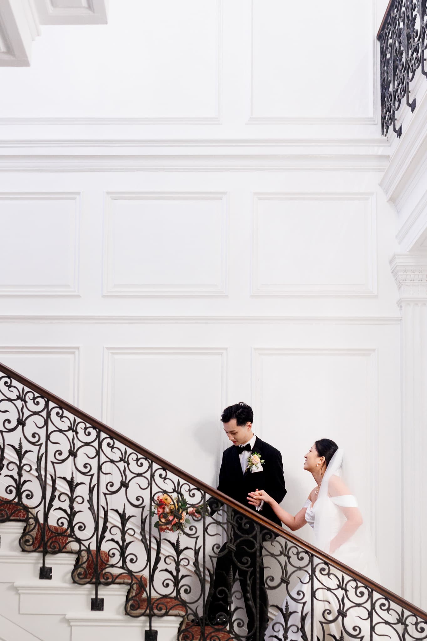 Felicity & Leon on the staircase
